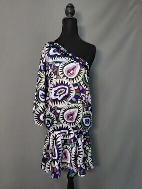 Rachel Lynn Polyester Blend Multicolor Short Graphic Print Dress Women Size M